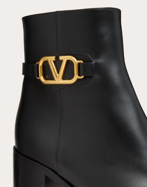 Vlogo Signature Calfskin Ankle Boot 75mm for Woman in Black