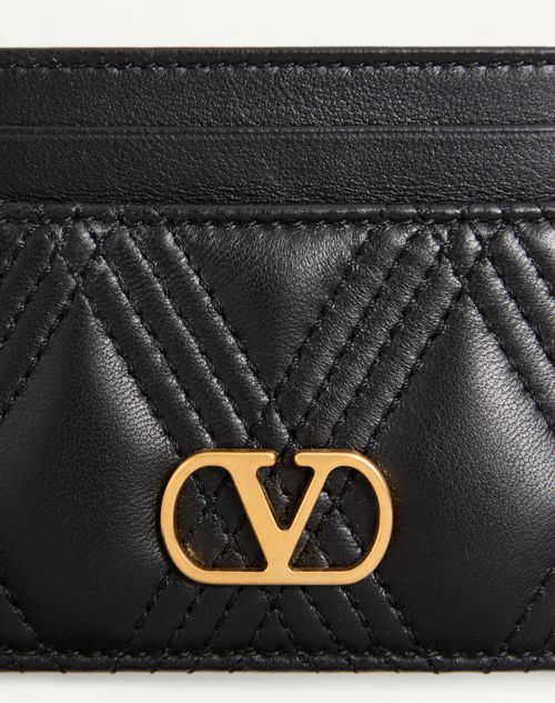 Valentino Garavani - Valentino Garavani Quiltie 67 Cardholder In Quilted Nappa Leather - Black - Woman - Wallets And Small Leather Goods
