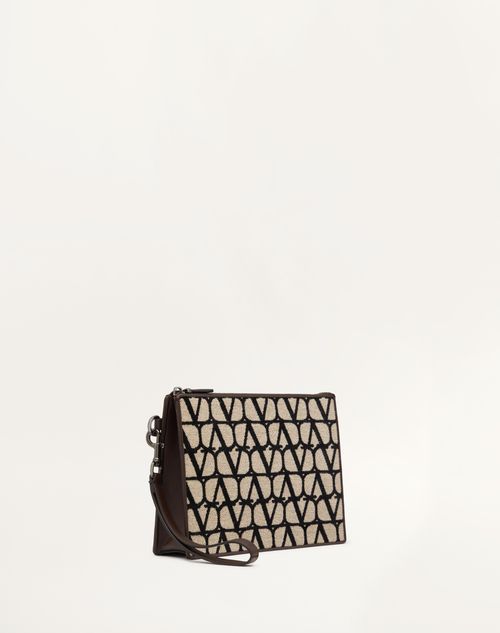 Valentino Garavani - Toile Iconographe Print With Leather Detail - Natural/black/fondant - Man - Man Bags & Accessories Sale