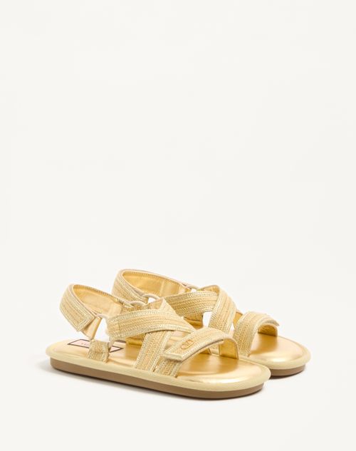 Valentino Garavani - Sandalia Lake Powell Con Bordado De Crochet - Shell/oro - Mujer - Shelf - W Shoes - Summer Vlogo
