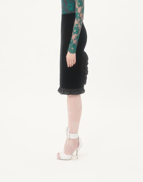 Valentino - Sablé Velvet Skirt - Black - Woman - Skirts