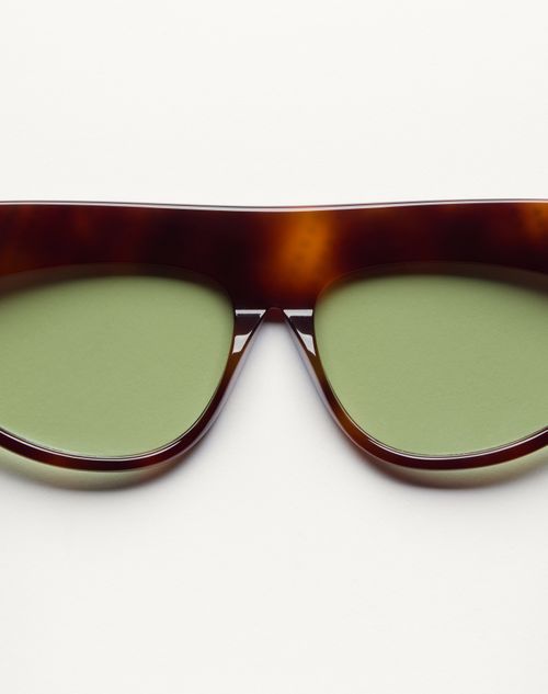 Valentino - Geometric Acetate Eyewear - Havana/green - Unisex - Eyewear