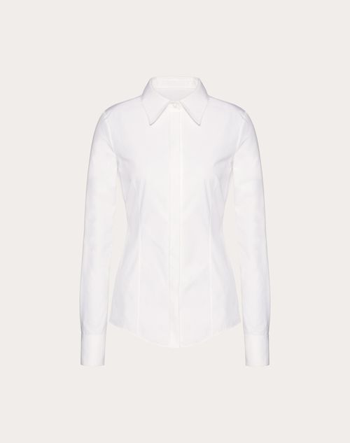 Valentino - Cotton Popeline Shirt - Optic White - Woman - Shirts And Tops