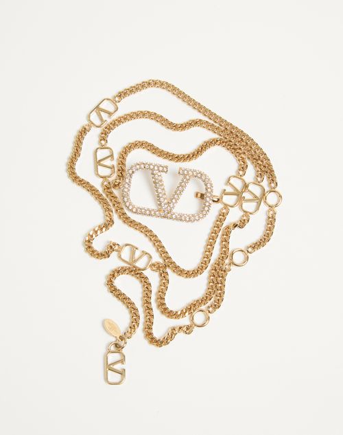 Valentino Garavani - Valentino Garavani Vlogo Signature Chain Belt With Swarovski® Crystals - Gold/crystal - Woman - Belts