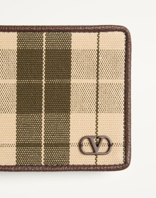 Valentino Garavani - Vlogo Signature Wallet In Checked Fabric - Green/beige - Man - Wallets And Small Leather Goods