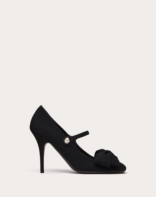 Valentino Garavani - Valentino Garavani Bowjane Mary-jane Pumps In Crepe Fabric 100mm - Black - Woman - Shoes