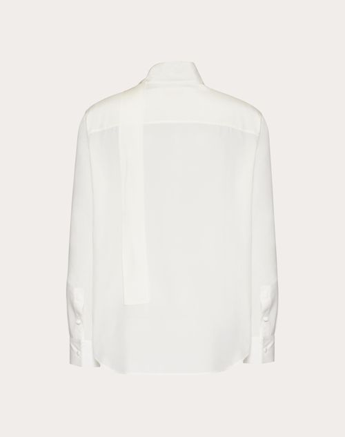 Valentino - Silk Shirt With Scarf Detail At Neck - Ivory - Man - Shirts