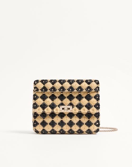 Valentino Garavani - Valentino Garavani Medium Rockstud Spike Bag Embroidered In Raffia - Natural - Woman - Woman Bags & Accessories Sale