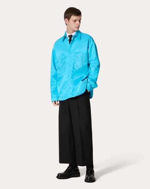 Valentino - Hemdjacke Aus Nylon - Sky Blue - Mann - Kleidung