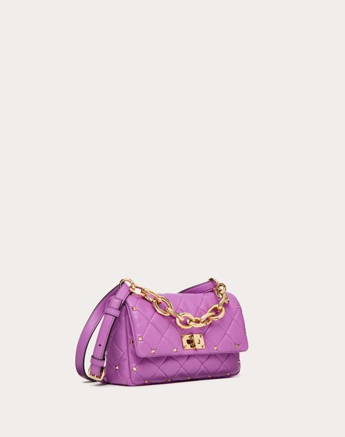 Valentino Garavani - Valentino Garavani Rockstud Spike Bag In Nappa Patchwork - Violet - Woman - Valentino Garavani Rockstud Spike - Bags