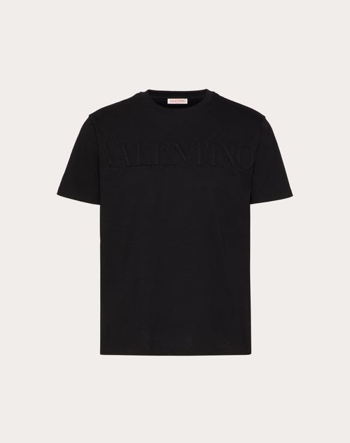 Valentino - T-shirt With Valentino Embossed - Black - Man - T-shirts And Sweatshirts