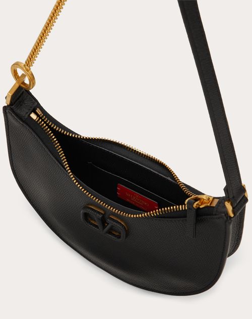 V Logo Signature Mini Leather Shoulder Bag in Black - Valentino Garavani