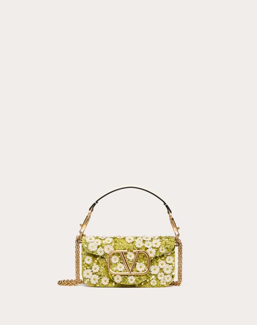 Valentino Garavani - Valentino Garavani Locò Small Embroidered Shoulder Bag In Nappa - Green - Woman - Woman Bags & Accessories Private Promotions