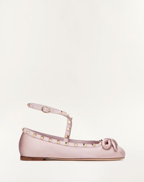 Valentino Garavani - Rockstud Ballerinas Aus Satin - Water Lilac - Frau - Ballerinas