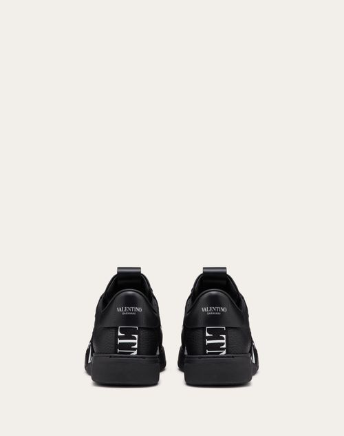 Low-top Calfskin Vl7n Sneaker With Bands for Man in Black Low-top Calfskin Vl7n Sneaker With Bands for Man in Black