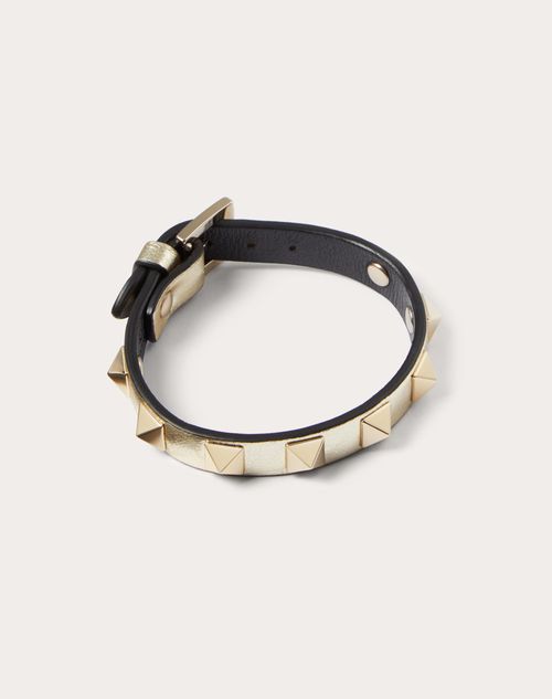 fysisk straf symaskine Rockstud Laminated Leather Bracelet for Woman in Platinum | Valentino US