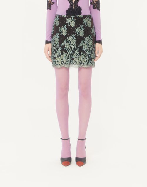 Valentino - Short Lace Skirt - Chocolate/turquoise - Woman - Skirts