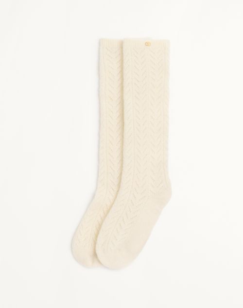 Valentino - Chaussettes En Mohair - Ivoire - Femme - Accessoires Textiles