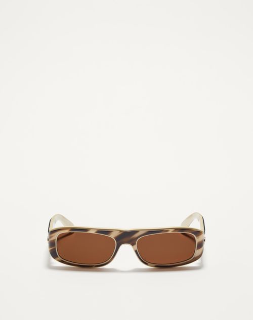 Valentino - Sleek Rectangular 90s Acetate Eyewear - Ivory/amber - Unisex - Eyewear