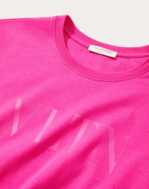 Cotton Crewneck T shirt With Vltn Print for Man in Pink Pp