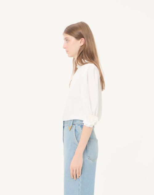 Valentino - Camicia Valentino In Popeline Ricamata - Latte - Donna - Camicie E Top