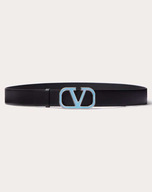 Valentino Garavani - Vlogo Signature Calfskin Belt 35 Mm - Black - Man - Man Sale