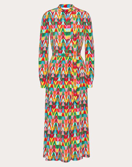 Valentino - Printed Crepe De Chine Dress - Multicolor - Woman - Woman Sale