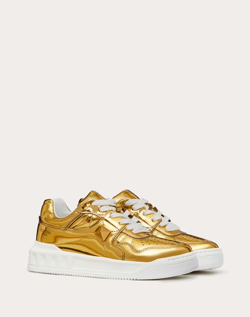 Valentino Garavani - One Stud Low-top Mirror-finish Synthetic Fabric Sneaker - Antique Brass - Woman - Woman Shoes Sale