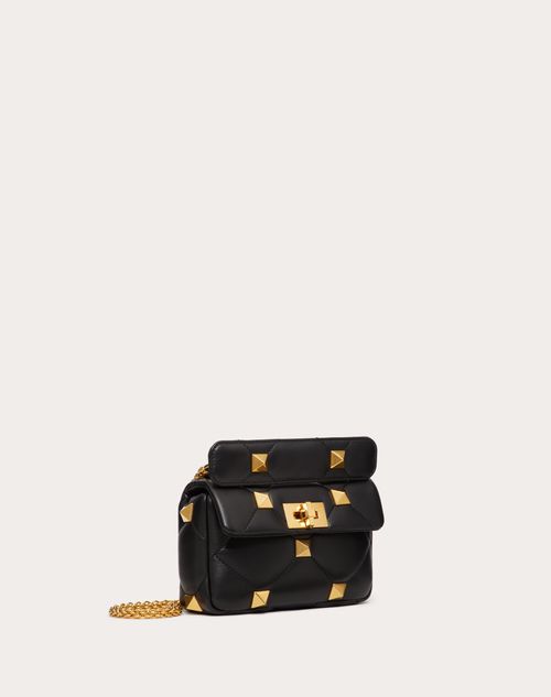 Online Exclusive Small Roman Stud The Shoulder Bag In Nappa With Chain for Woman Black | US