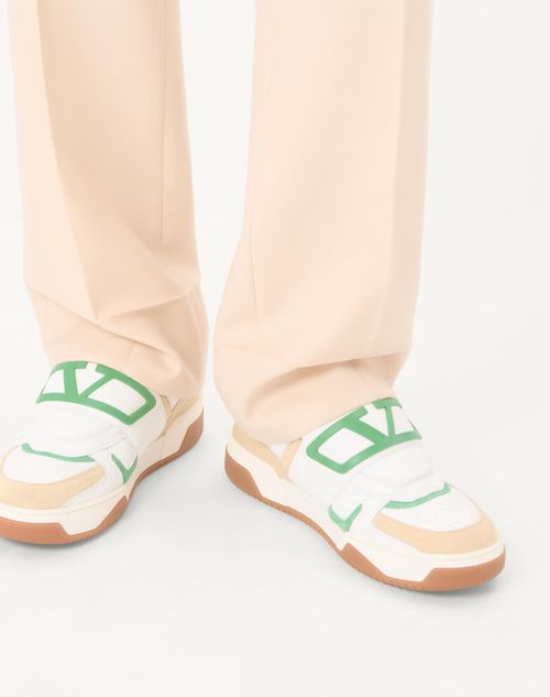 Valentino Garavani - Joie De Jouer Low Top Sneaker In Nappa Calfskin - White/shell/green - Man - Man
