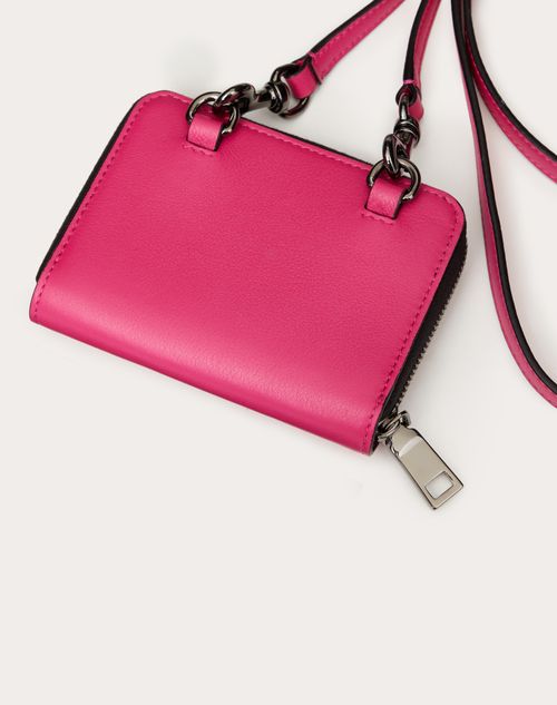 Valentino Garavani - Lacquered Vlogo Signature Wallet With Neck Strap - Pink - Man - Wallets & Cardcases - M Accessories