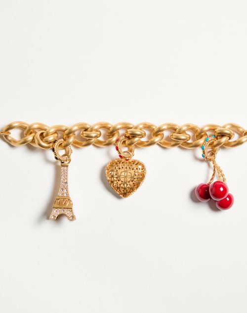 Valentino Garavani - Chez Valentino Bracelet In Metal, Enamel And Swarovski® Crystals - Antique Brass - Woman - Jewellery