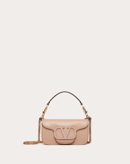 Locò Small Shoulder Bag With Jewel Logo for Woman in Light Ivory