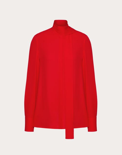 Valentino - Georgette Blouse - Red - Woman - Shirts And Tops