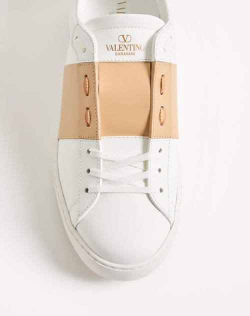 Valentino Garavani - Calfskin Open Sneaker - White/beige - Man - Trainers