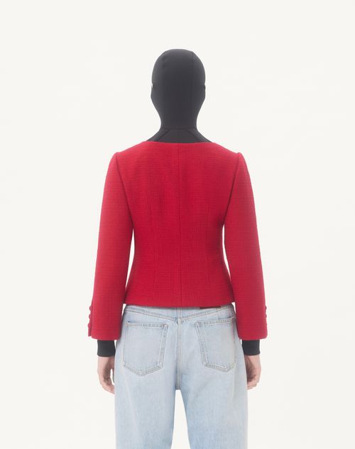 Valentino - Short Jacket In Plain Wool Tweed - Paris - Woman - Jackets And Blazers