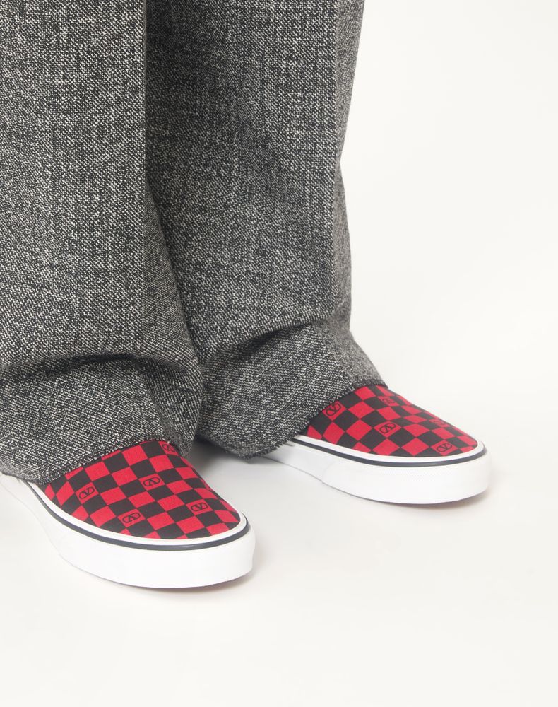 Valentino Garavani And Vans Fabric Slip-On Trainer With Vlogo Checkerboard Print Woman Rouge Pur/Black 39