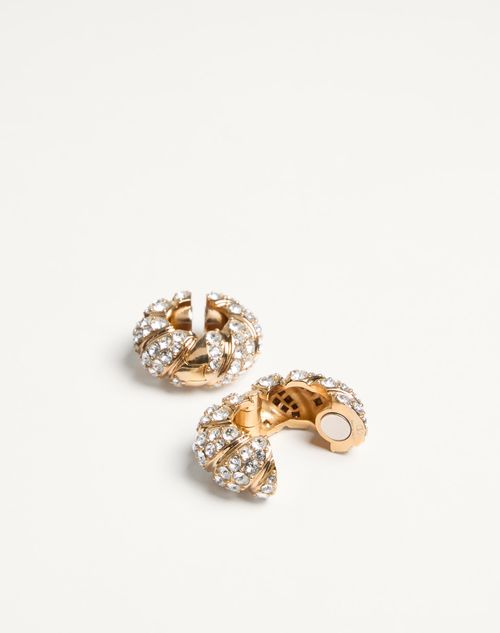 Valentino Garavani - Pas Plus Earrings In Metal, Enamel And Swarovski® Crystals - Gold/crystal - Woman - Jewelry