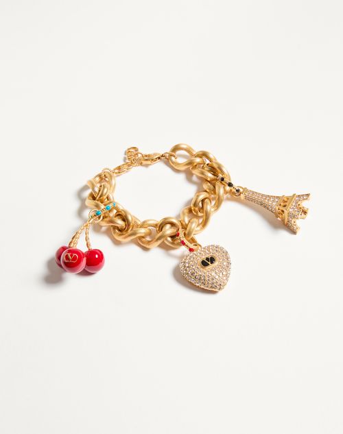 Valentino Garavani - Chez Valentino Bracelet In Metal, Enamel And Swarovski® Crystals - Antique Brass - Woman - Jewellery