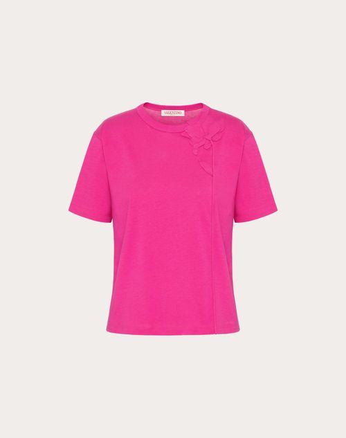 Valentino - エンブロイダリー ジャージー Tシャツ - Pink Pp - ウィメンズ - Tシャツ/スウェット