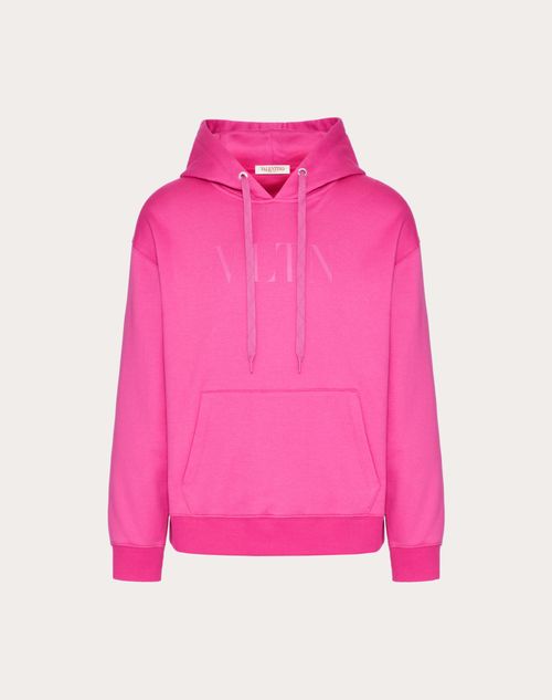 Valentino - Cotton Hooded Sweatshirt With Vltn Print - Pink Pp - Man - T-shirts And Sweatshirts