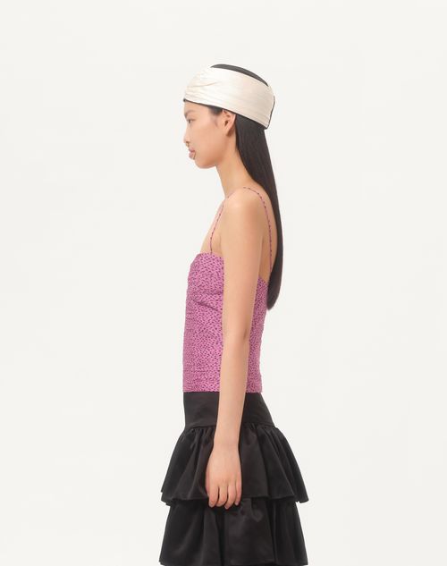 Valentino - Chiffon Top With Plusdepois Print - Absolute Rose/black - Woman - Shirts And Tops