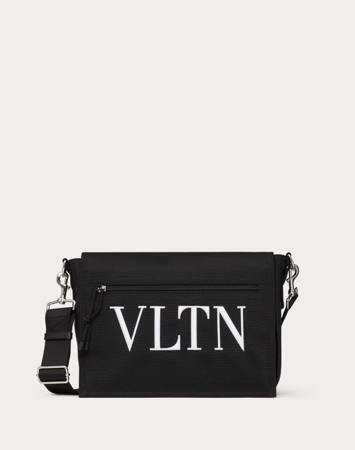 Vltn Nylon Messenger Bag for Man in Black/white | Valentino TH