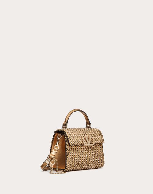 Valentino Garavani - Mini Vsling Handbag In Woven Metallic Nappa Leather - Antique Brass - Woman - Vsling - Bags