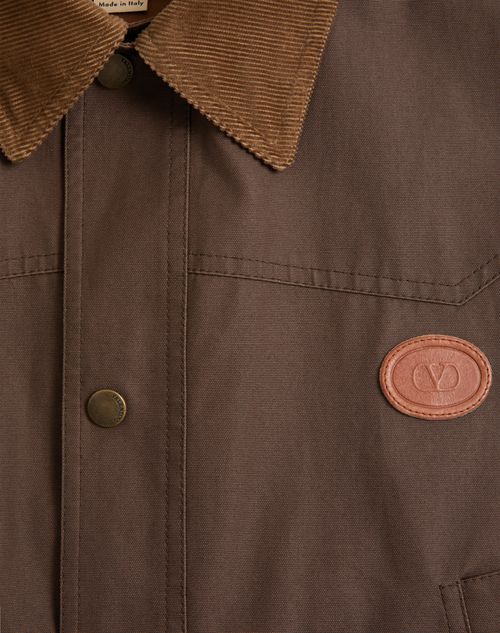 Valentino - Valentino Waxed Cotton Coat With Vlogo Patch - Brown/camel - Man - Outerwear