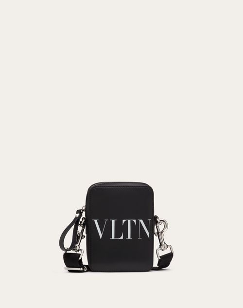Valentino Garavani - Small Vltn Leather Shoulder Bag - Black/white - Man - Shoulder Bags