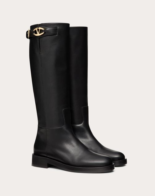 Valentino Garavani - Vlogo The Bold Edition Boot In Calfskin 30mm - Black - Woman - Boots&booties - Shoes