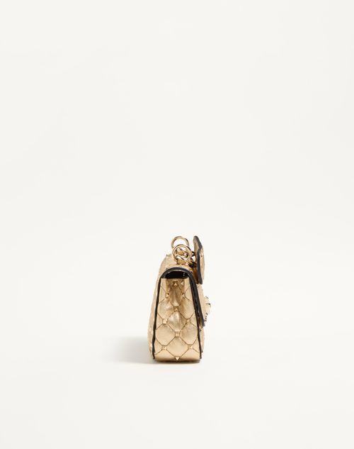 Valentino Garavani - Valentino Garavani Rockstud Spike Small Shoulder Bag In Laminated Nappa - Mekong - Woman - Shoulder Bags