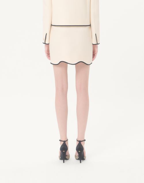 Valentino - Mini Skirt In Crepe Couture - Vanilla/black - Woman - Skirts
