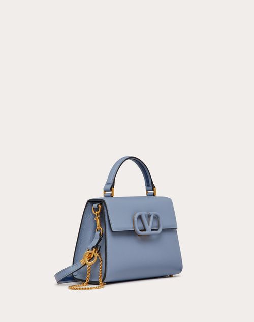 Valentino Garavani - Small Vsling Grainy Calfskin Handbag - Niagara - Woman - Top Handle Bags